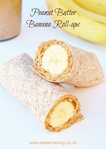peanut butter banana roll-ups baby led weaning breakfast ideas finger foods first foods