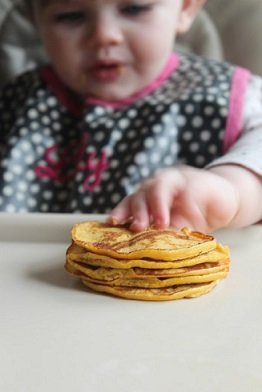 pumpkin baby led weaning pancakes recipe - great finger food or first food when introducing solids
