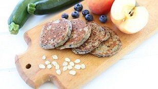 oat zucchini blueberry baby led weaning pancakes recipe - great finger food and first food