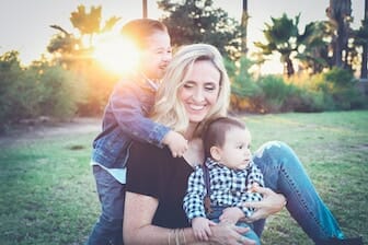 mom and two kids