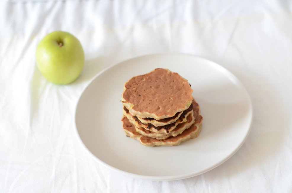 A baby led weaning recipe of banana and apple pancakes no sugar added