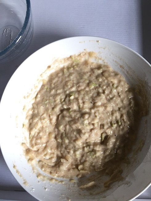 the mixture for the banana pancakes