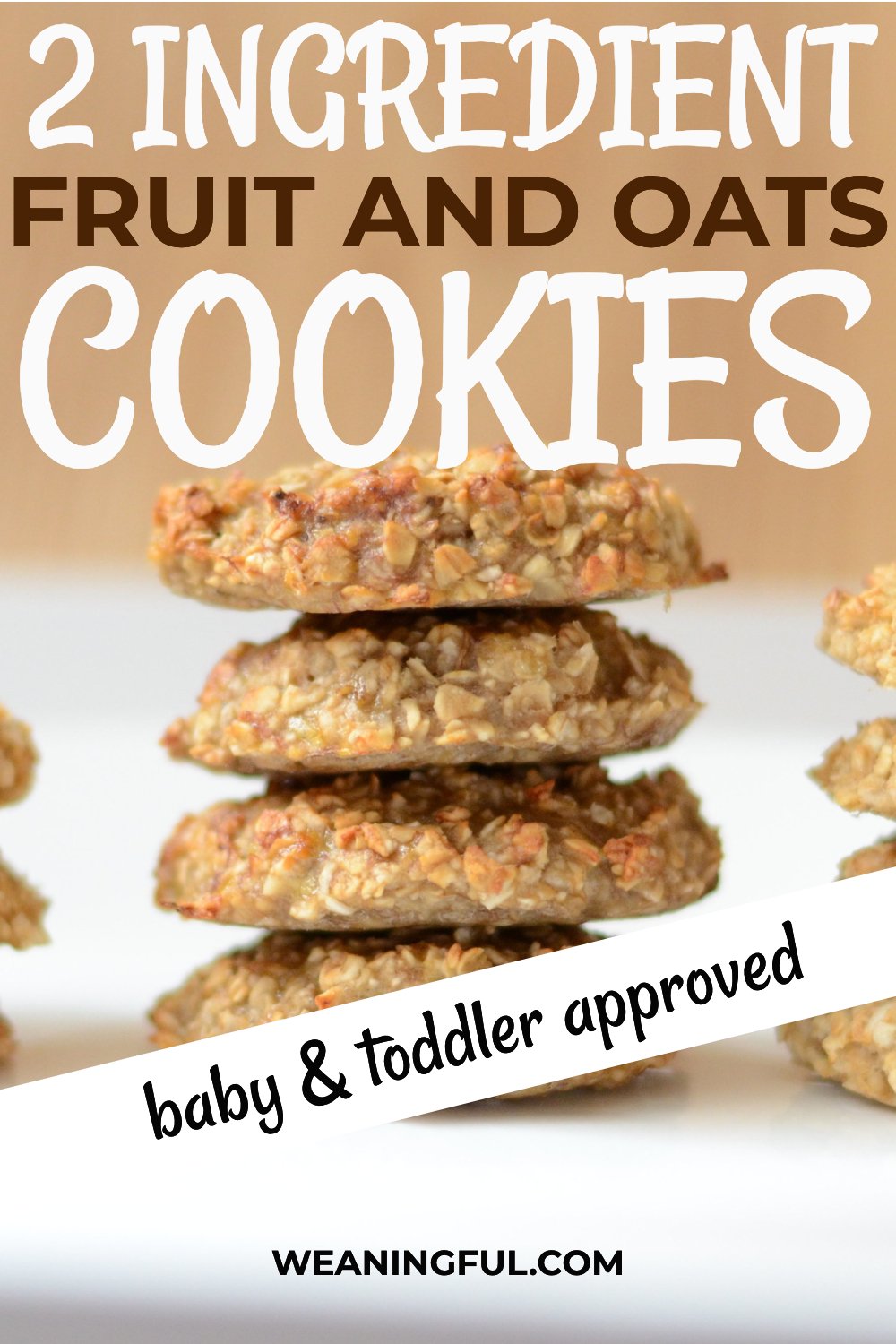 This 2 ingredient cookies recipe is the easiest snack idea ever. Sweetened only with fruit, it's egg and dairy free, but also great first food and finger food for kids from 6 months and up.