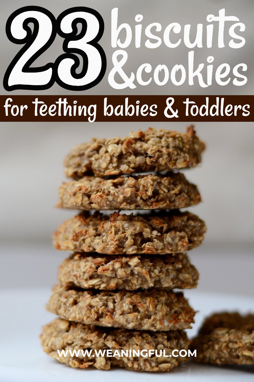 These easy homemade teething biscuits might be hard to chew, but they're a healthier option to the store bought ones and are made with common ingredients like banana, oats or other cereals and coconut oil. Your baby's or toddler's sore gums will thank you.