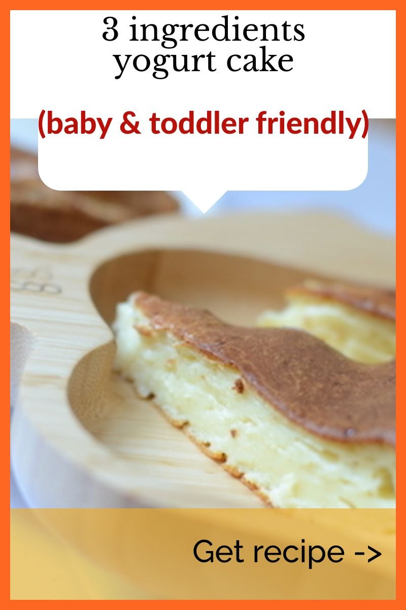 This kid friendly yogurt cake makes great finger food for babies just starting solids, picky toddlers or older kids who need something easy and quick in their lunchboxes.